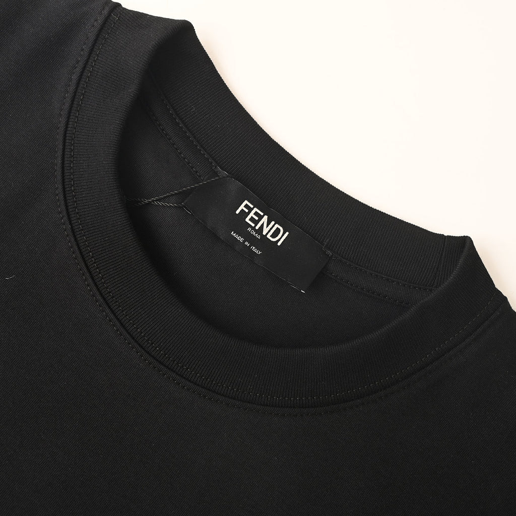 Fendi Roma Floral Embroidered Logo T-Shirt — Black
