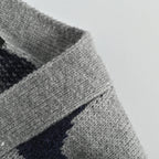 Gucci Grey Oversized Letter Jacquard V-Neck Knit Cardigan
