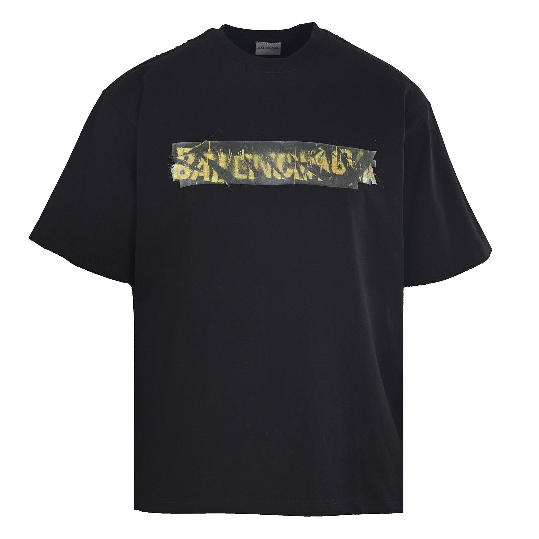 BALENCIAGA Green Tape Graffiti Short-Sleeve T-Shirt