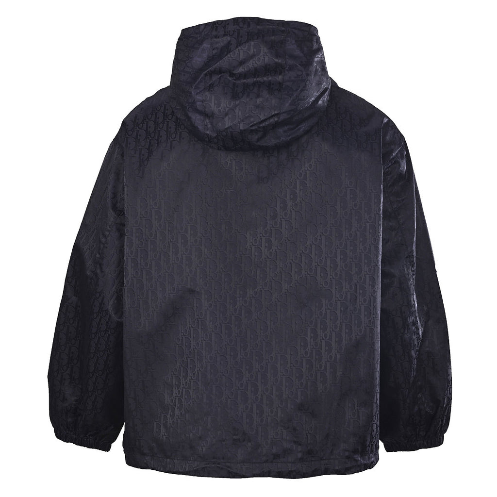 DIOR CD Oblique Tonal Jacquard Hooded Zip Jacket in Black