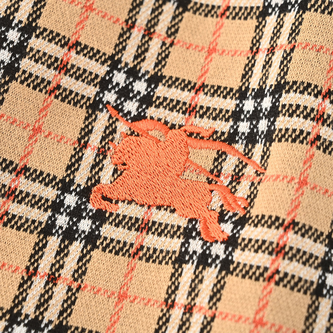 Burberry Horse-Embroidered Plaid Shorts