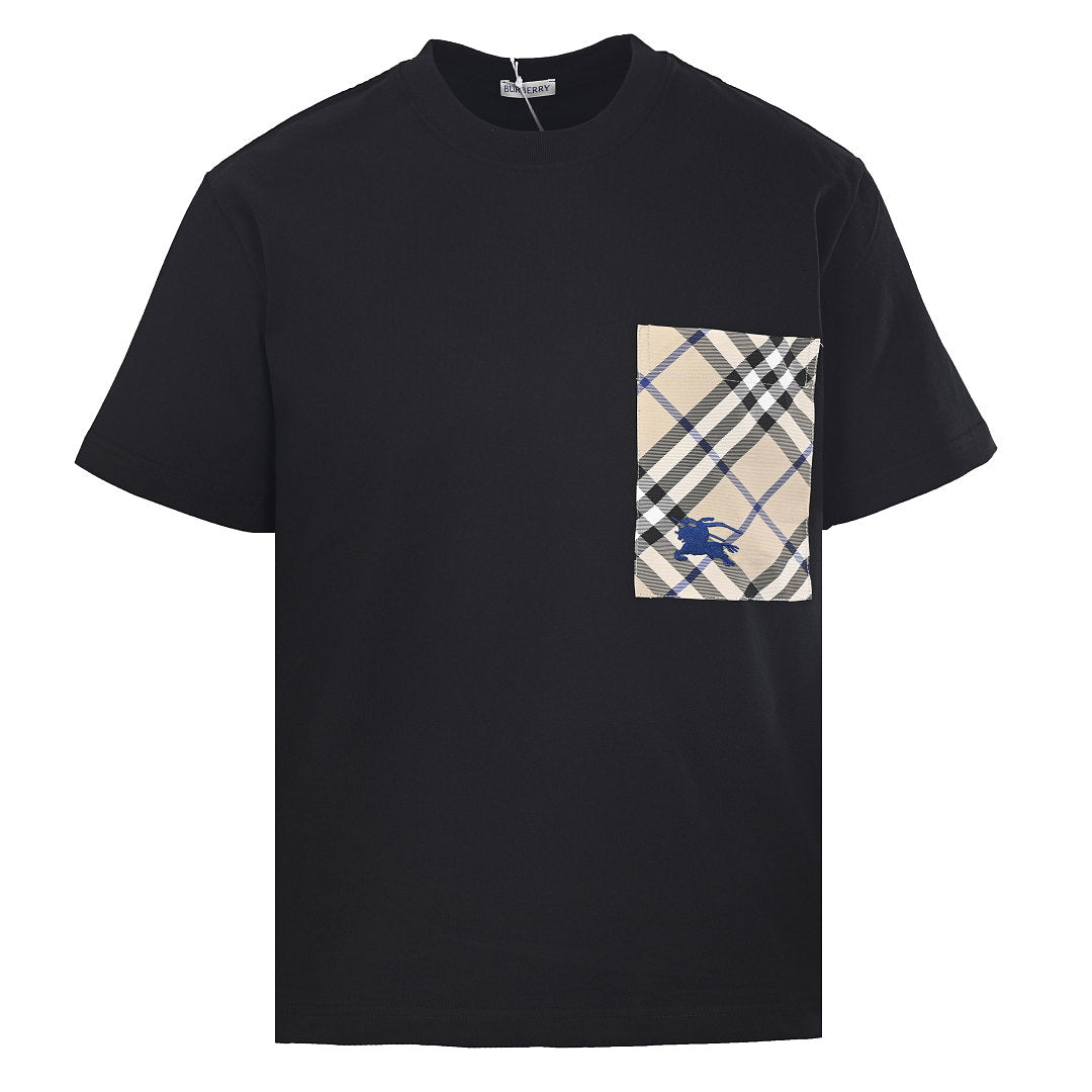 Burberry Short-Sleeve T-Shirt with Pocket & Equestrian Knight Embroidery