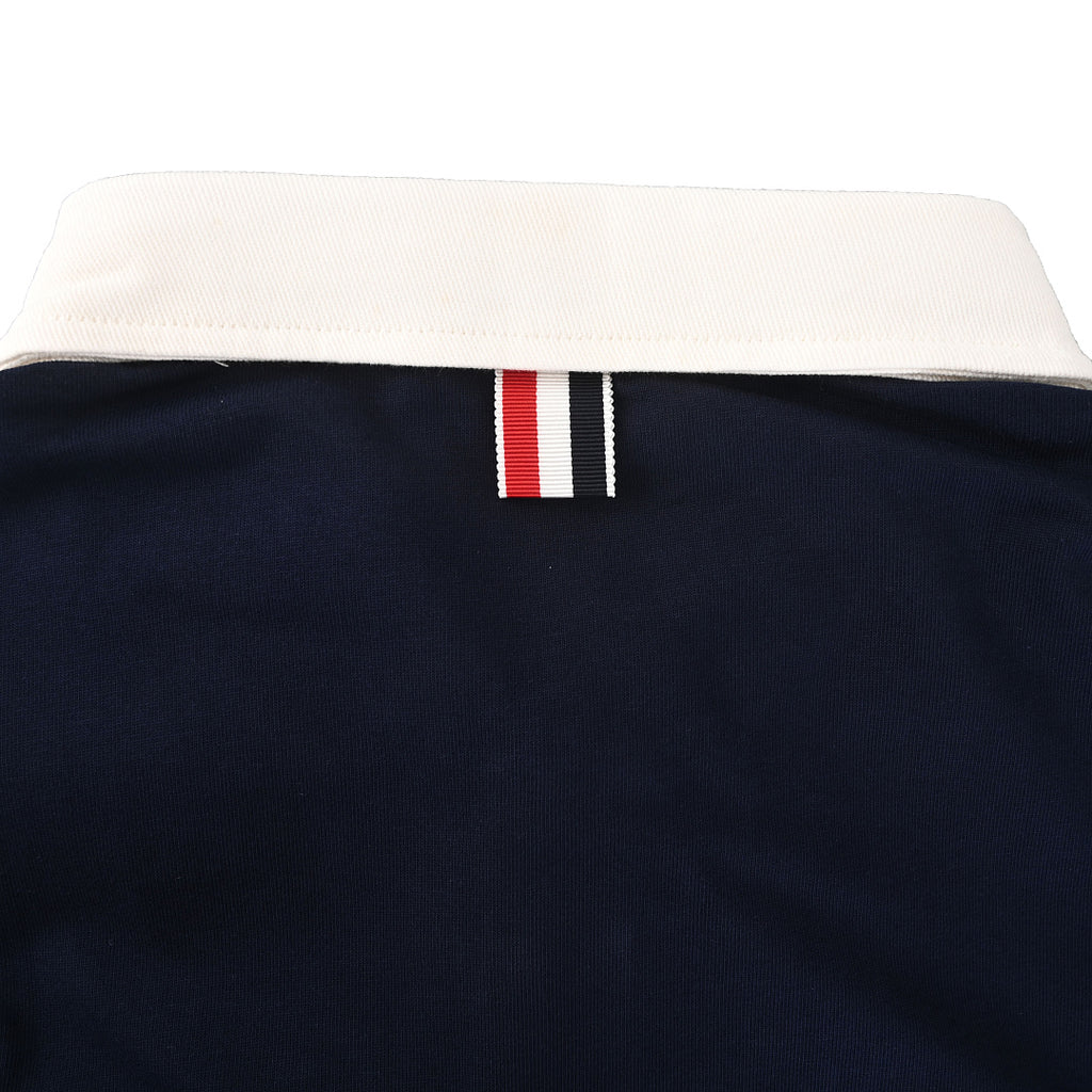 Thom Browne Contrast Collar Rugby Polo Shirt – Navy
