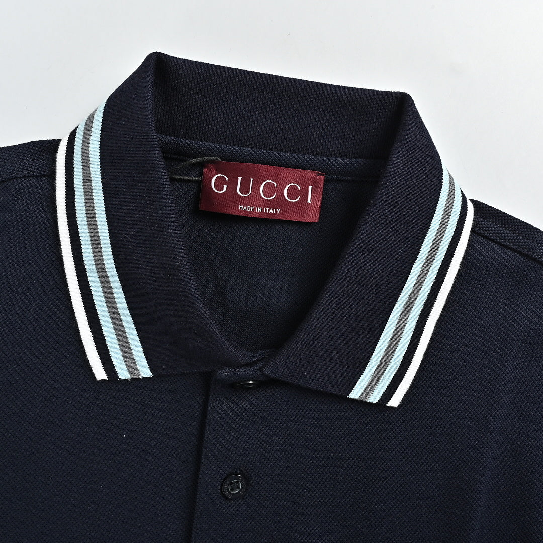 Gucci 2026 Striped Collar Piqué Polo — Ivory | Made in Italy