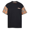 Burberry Short-Sleeve T-Shirt with Check-Pattern Sleeve Panels & Embroidered Logo