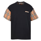 Burberry Short-Sleeve T-Shirt with Check-Pattern Sleeve Panels & Embroidered Logo