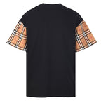 Burberry Short-Sleeve T-Shirt with Check-Pattern Sleeve Panels & Embroidered Logo