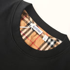 Burberry Short-Sleeve T-Shirt with Check-Pattern Sleeve Panels & Embroidered Logo