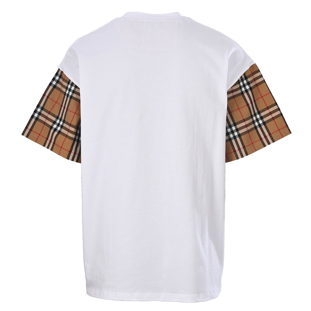 Burberry Short-Sleeve T-Shirt with Check-Pattern Sleeve Panels & Embroidered Logo