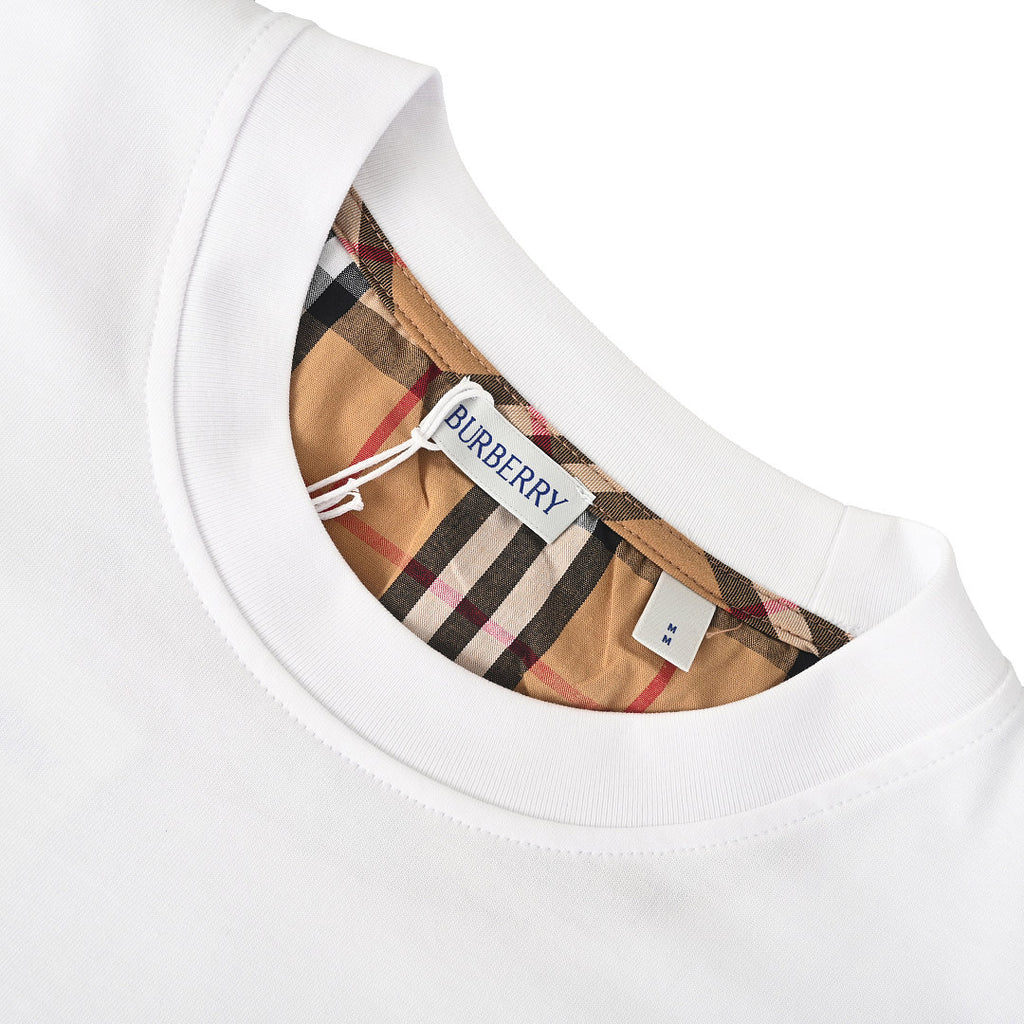 Burberry Short-Sleeve T-Shirt with Check-Pattern Sleeve Panels & Embroidered Logo
