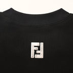 Fendi Roma FF Geometric Embroidered Patch T-Shirt — Off-Black