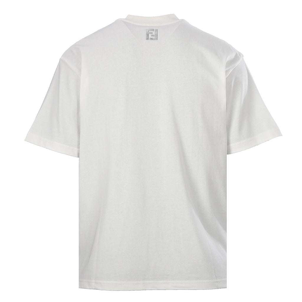 Fendi Roma FF Geometric Embroidered Patch T-Shirt — Off-White