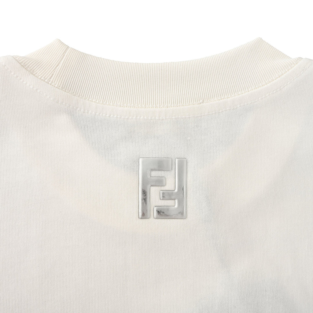 Fendi Roma FF Geometric Embroidered Patch T-Shirt — Off-White