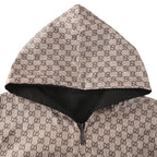 Gucci GG Supreme Reversible Hooded Zip Jacket in Black Canvas