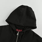 Gucci Black Hooded Full-Zip Jacket with Heritage Stripe Pockets and Cuffs