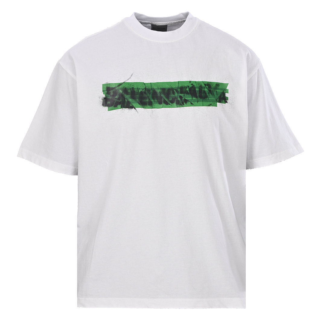 Balenciaga Green Tape Graffiti T-Shirt – White