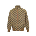 Gucci Camel All-Over Monogram Harrington Jacket with Ribbed Cuffs