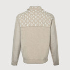 LOUIS VUITTON Oatmeal Monogram Jacquard Quarter-Zip Knit Sweater