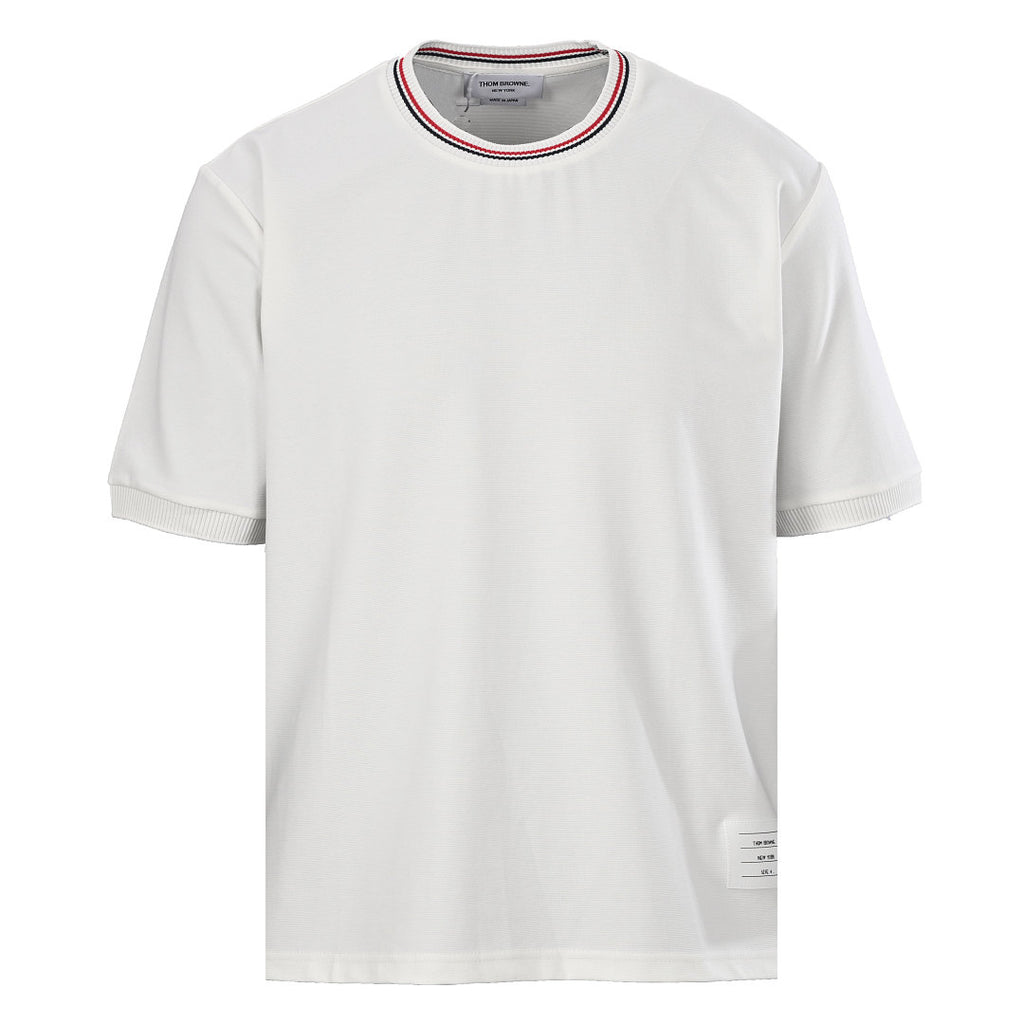 Thom Browne RWB Tipped Crew Neck Relaxed T-Shirt – White