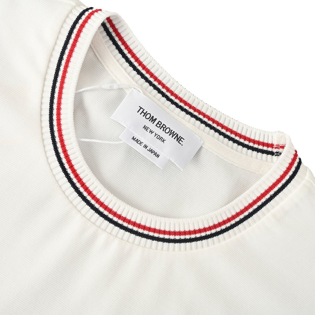 Thom Browne RWB Tipped Crew Neck Relaxed T-Shirt – White