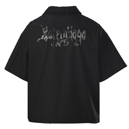 Balenciaga Script Logo Short-Sleeve Shirt – Black