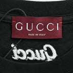 Gucci 2026 Dual-Logo Embroidered T-Shirt — Black | Made in Italy