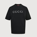 Gucci 2026 Dual-Logo Embroidered T-Shirt — Black | Made in Italy