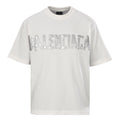 Balenciaga Silver Raised Tape Logo T-Shirt – White
