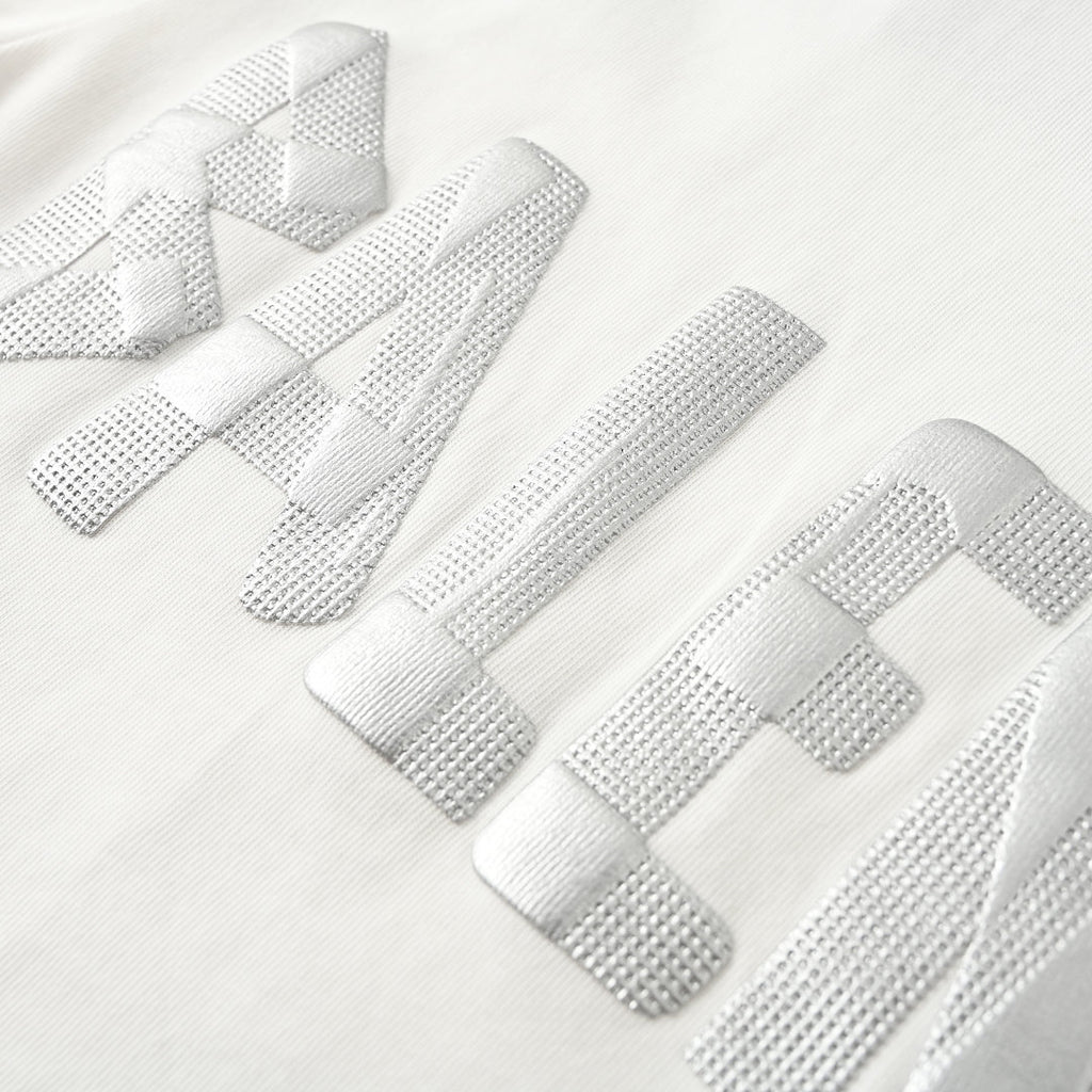 Balenciaga Silver Raised Tape Logo T-Shirt – White