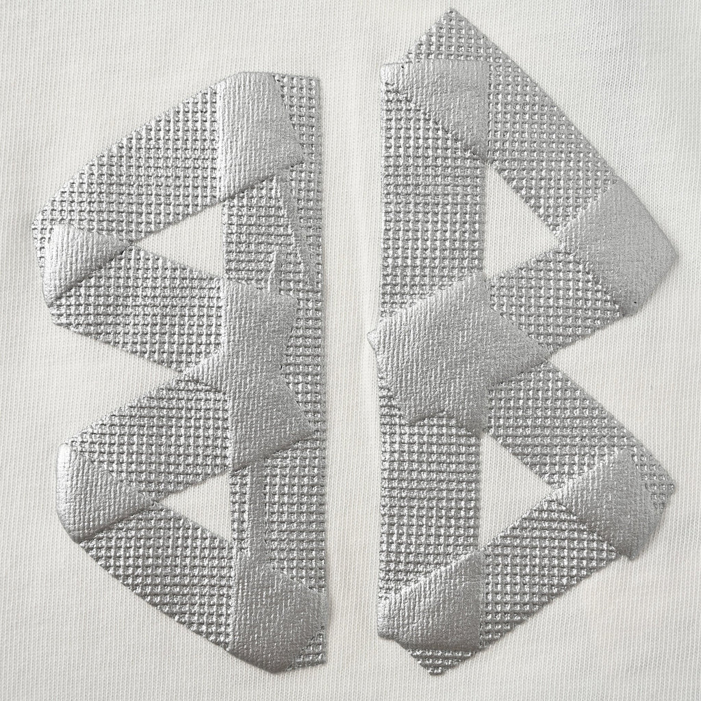 Balenciaga Silver Raised Tape Logo T-Shirt – White