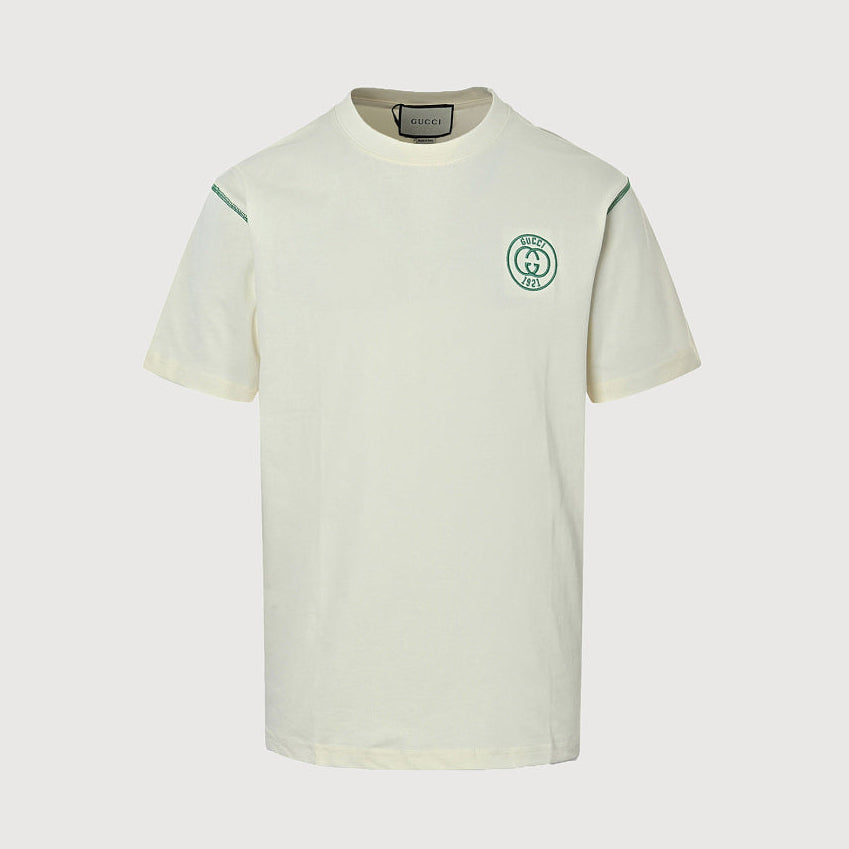 Gucci 2026 GG 1921 Crest Embroidered T-Shirt — Ivory | Made in Italy