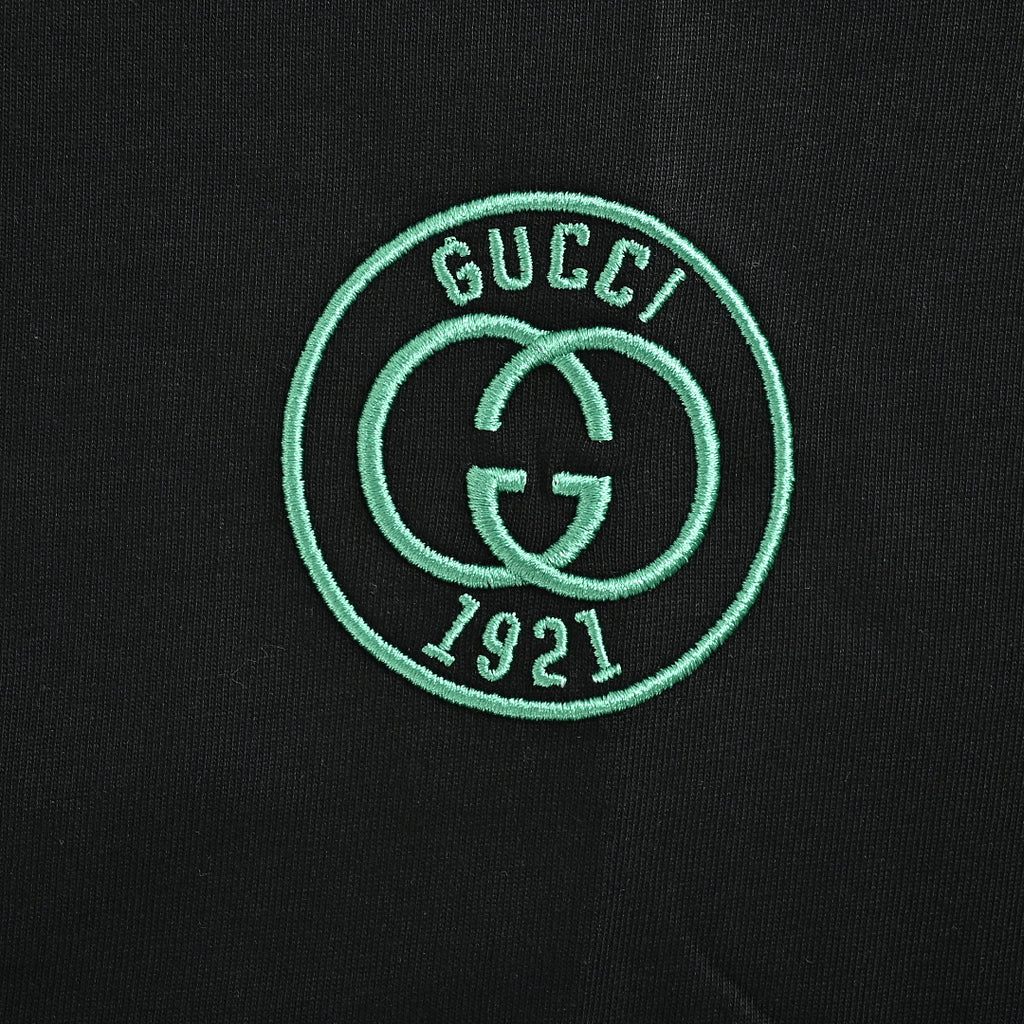 Gucci 2026 GG 1921 Crest Embroidered T-Shirt — Black | Made in Italy