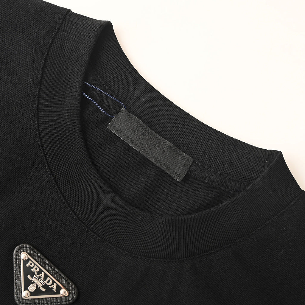 Prada T-Shirt with Under-Collar Triangle Logo