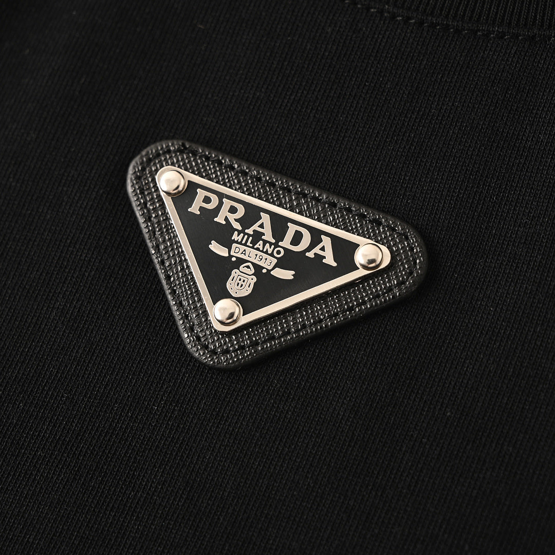 Prada T-Shirt with Under-Collar Triangle Logo
