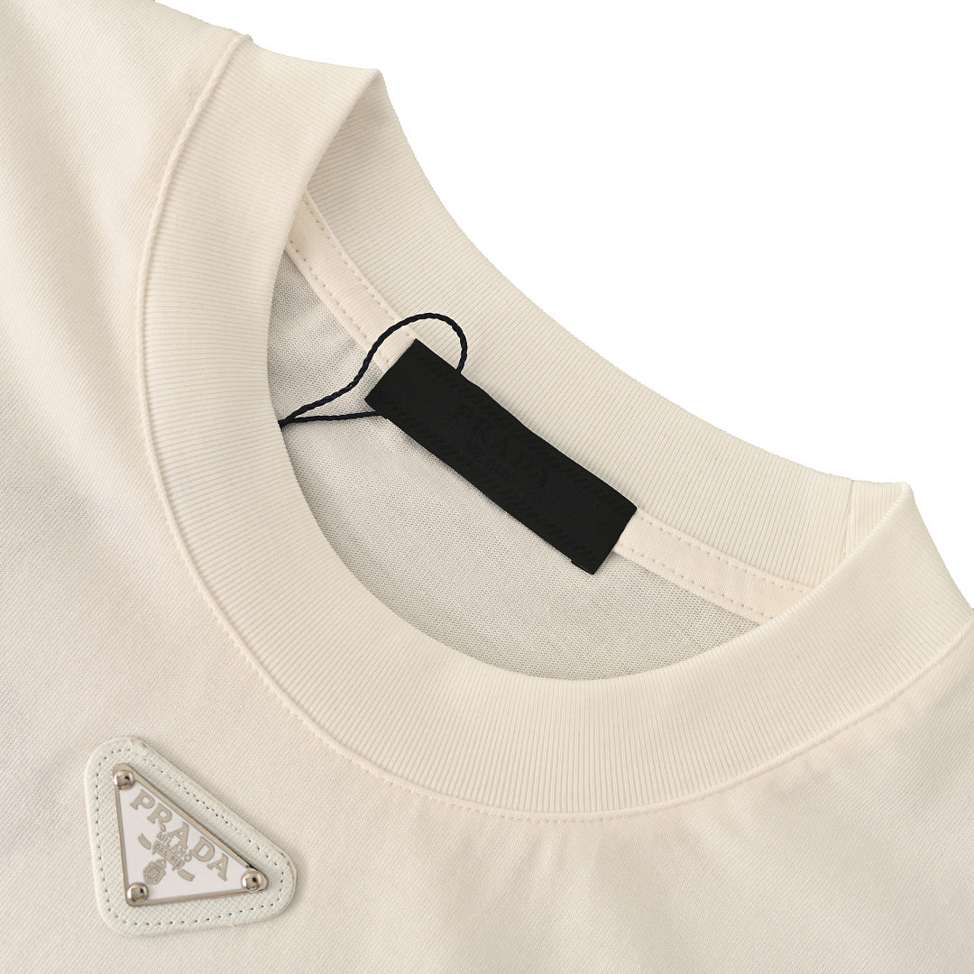 Prada T-Shirt with Under-Collar Triangle Logo