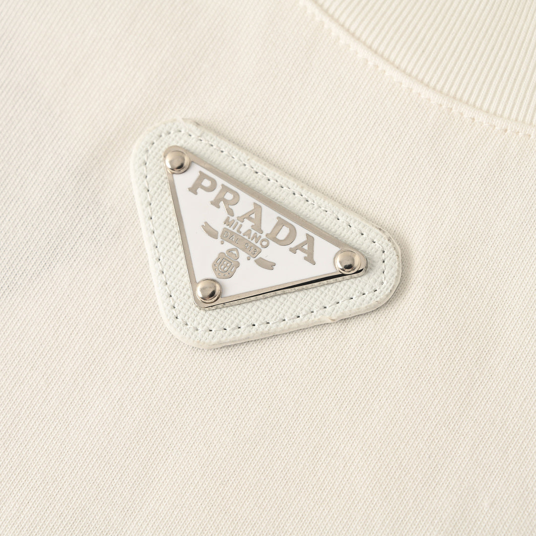 Prada T-Shirt with Under-Collar Triangle Logo