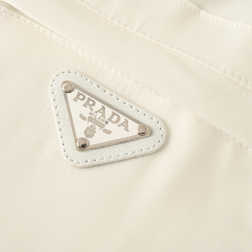 PRADA Velvet-Pocket T-Shirt with Triangle Logo Plaque