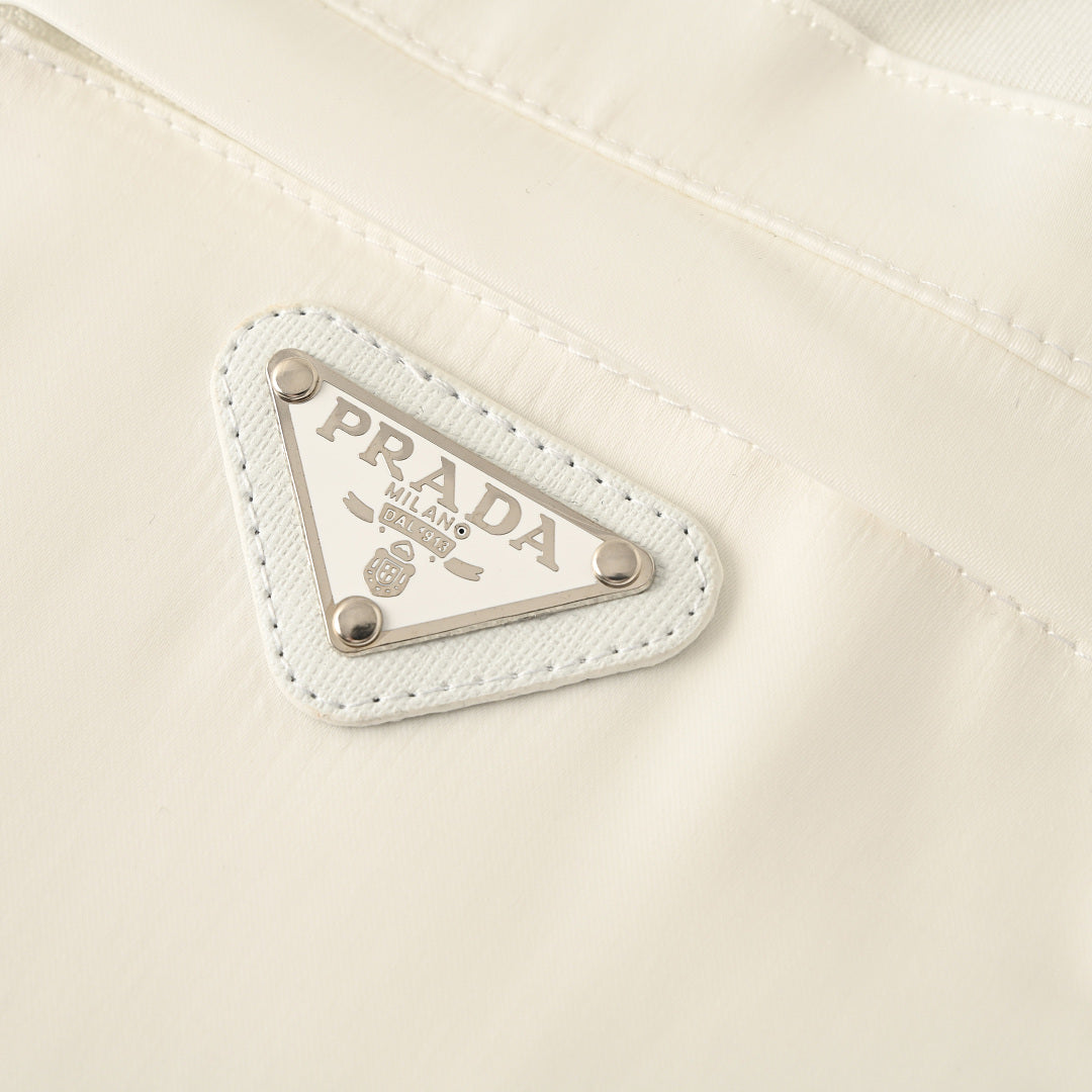 PRADA Velvet-Pocket T-Shirt with Triangle Logo Plaque