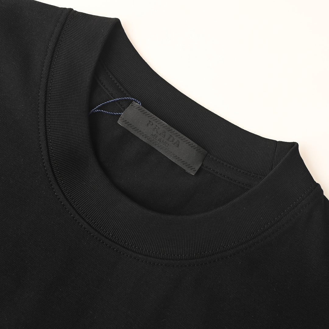 PRADA Velvet-Pocket T-Shirt with Triangle Logo Plaque