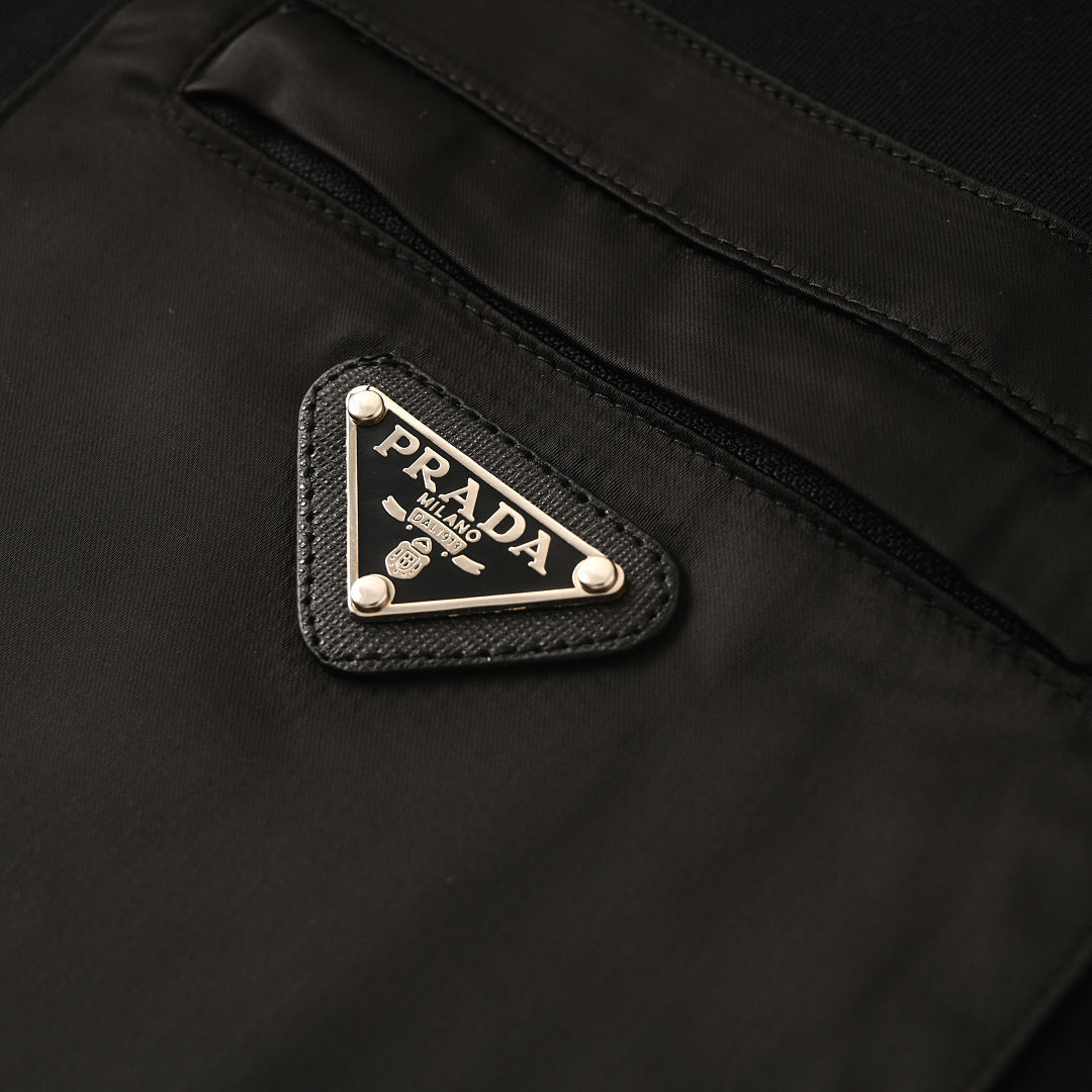 PRADA Velvet-Pocket T-Shirt with Triangle Logo Plaque