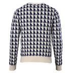 Dior 3D Geometric Houndstooth Jacquard Crew-Neck Sweater Navy & Ivory