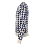 Dior 3D Geometric Houndstooth Jacquard Crew-Neck Sweater Navy & Ivory