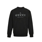Gucci Black Heavyweight Cotton Serif Logo Print Crewneck Sweatshirt