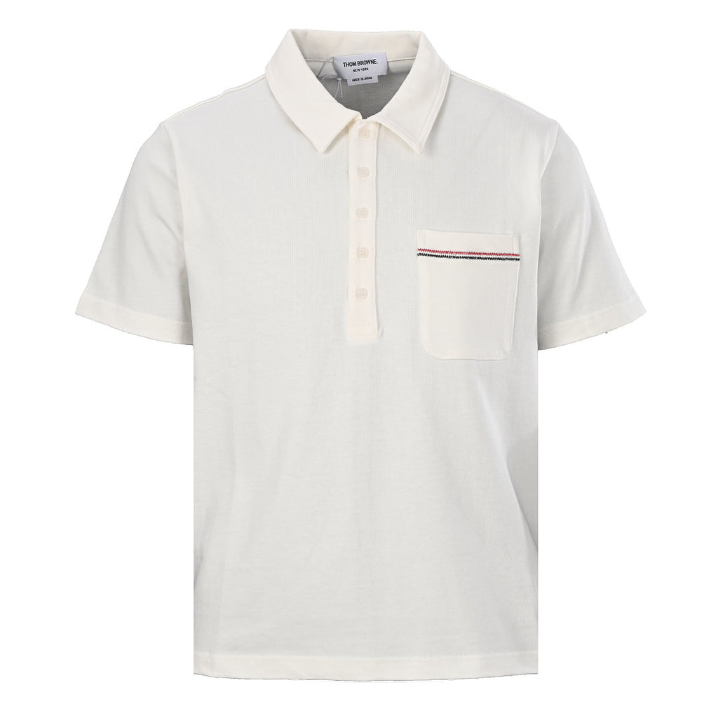 Thom Browne RWB Pocket Trim Polo Shirt – White