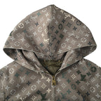 Louis Vuitton All-Over Monogram Crystal-Embellished Hooded Jacket — Khaki