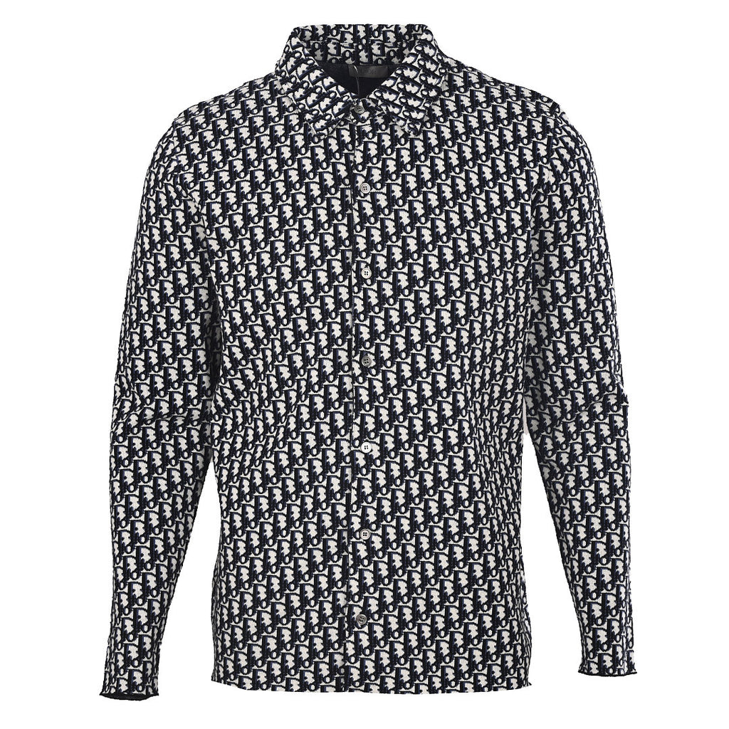 Dior Oblique All-Over Jacquard Long-Sleeve Shirt Black & White