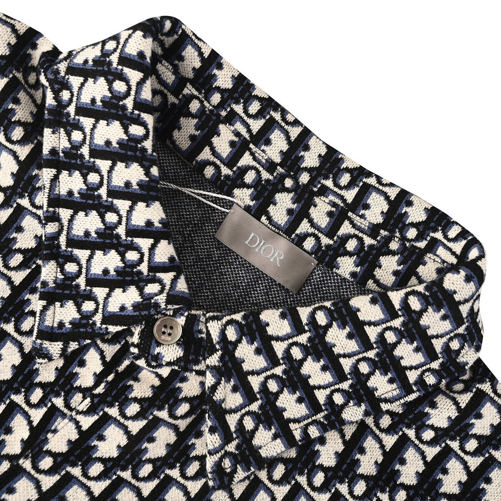 Dior Oblique All-Over Jacquard Long-Sleeve Shirt Black & White