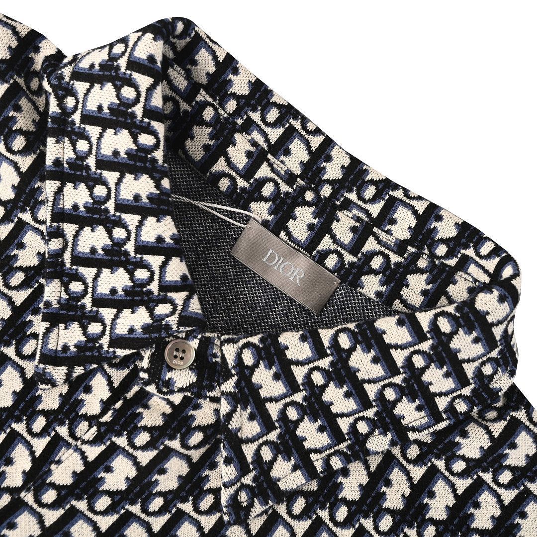 Dior Oblique All-Over Jacquard Long-Sleeve Shirt Black & White