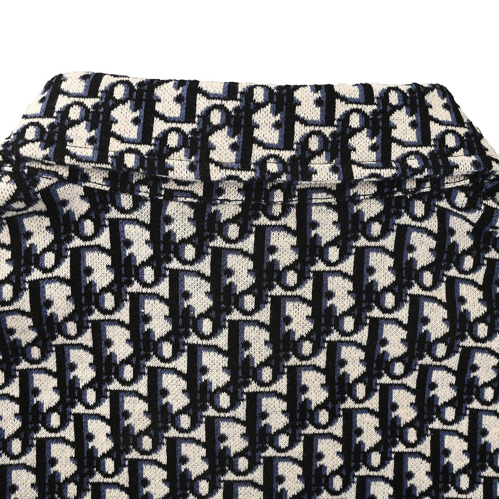 Dior Oblique All-Over Jacquard Long-Sleeve Shirt Black & White