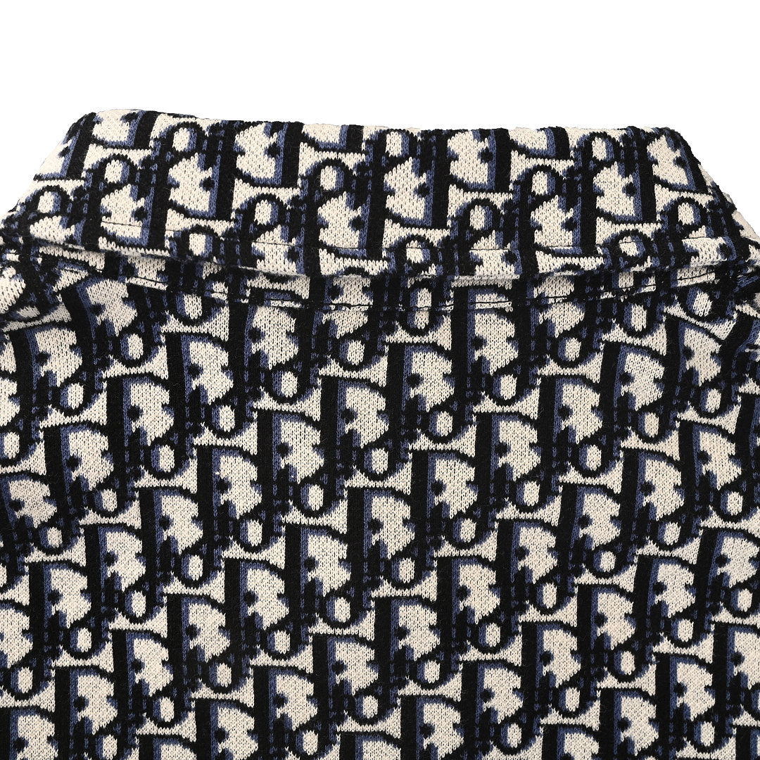 Dior Oblique All-Over Jacquard Long-Sleeve Shirt Black & White